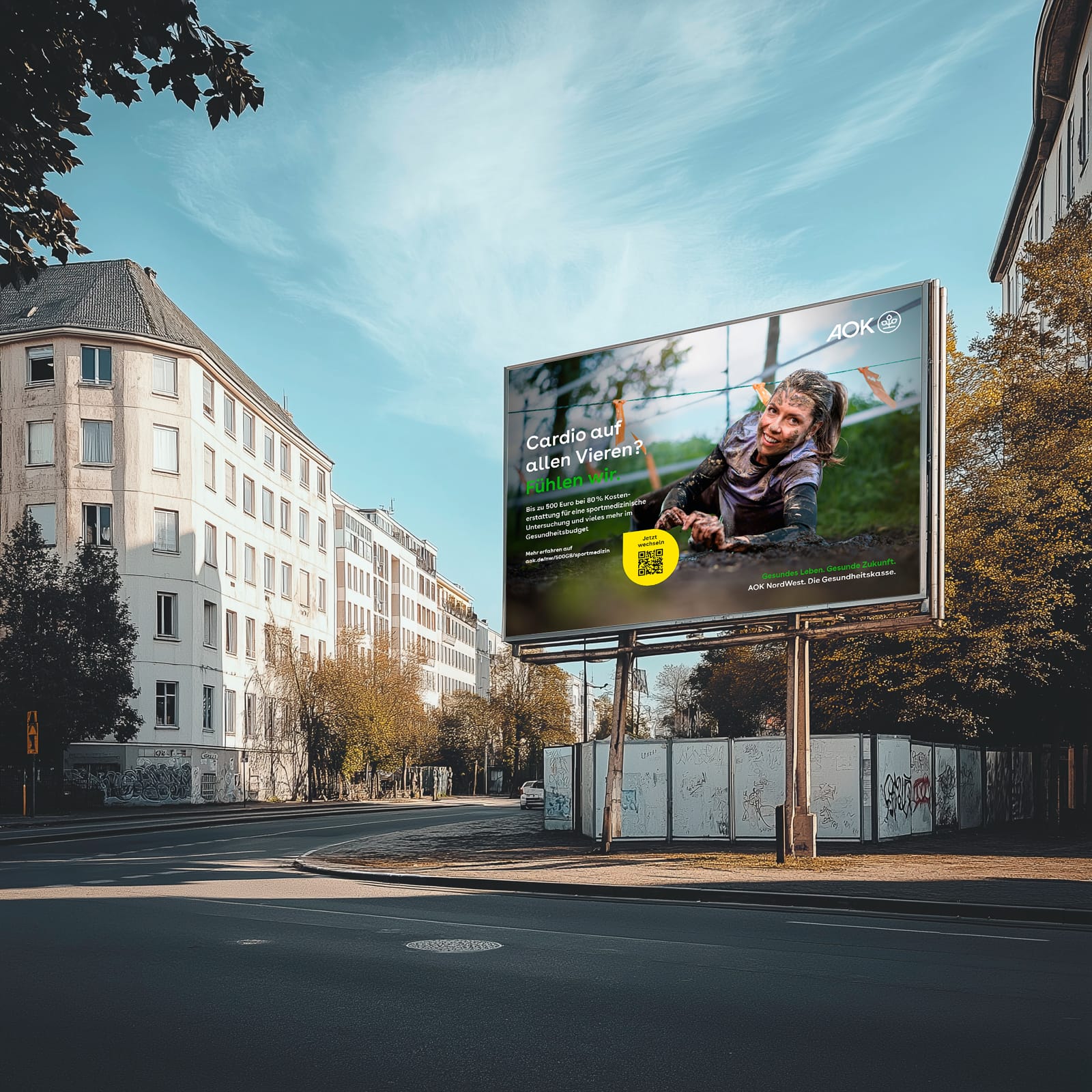 Großflächenplakat an einer Straße mit einem Motiv, das auf unserem Gelände entstanden ist.